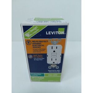 Leviton‎ GFNT1-KW Slim GFCI Outlet 15A 125V Self-Test White SmartlockPro